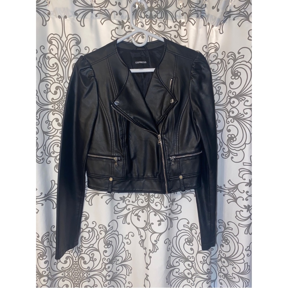 Express black faux leather jacket